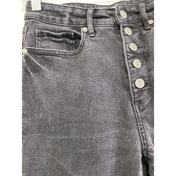 Loft The Curvy Skinny Button Fly High Rise Jeans Size 27 Washed Black Raw Hem - Picture 8 of 9